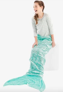 NWT Justice Girl Mermaid Tail Blanket Sleeping Bag Robe Aqua Blue Sleepover NEW - Picture 1 of 3