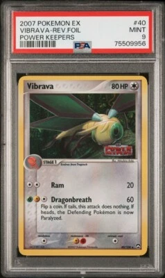 PSA 9 Mint Pokemon EX Power Keepers #40 Vibrava Reverse Rev Foil Holo  - Image 1 of 2