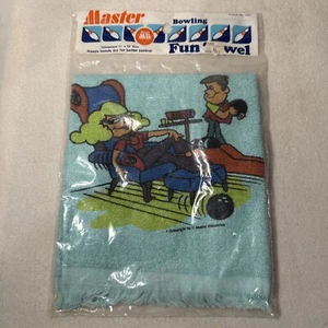 Vintage 1977 Master Bowling Towel- Bowling For Relaxation 11" X 18" Comedy - Picture 1 of 7