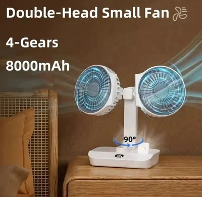 360 Portable Dual Fan 4 Speed Air Fan Air Cooler Digital Display Small Quiet - Image 1 of 4