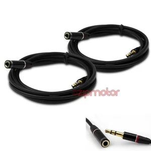 2 4FT 3.5MM AUX MALE/FEMALE EXTENSION CABLE BLACK IPHONE 5 4S 4 3GS IPOD CLASSIC - Picture 1 of 1