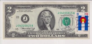 TWO DOLLAR FEDERAL RESERVE NOTE UNITED STATES OF AMERICA SERIES 1976 $2 BILL J - Picture 1 of 2