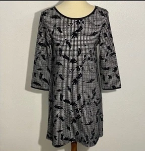 NEW ISLE by Melis Kozan Palace Shift Dress Women’s Size S Black White 3/4 Sleeve - Picture 1 of 12