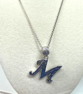 Collar inicial "M" con plata de ley revestida de 18K 18" - Imagen 1 de 18