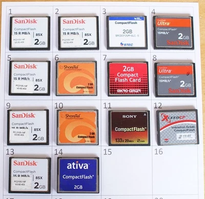 1x CF Card Compact Flash Memory 2GB, Sandisk Transcend Lexar Digital Media  #117 - Image 1 of 2