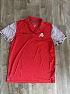 Ohio State Nike Dri-Fit Rojo Golf Manga Corta Polo Hombres XL Parche en el Pecho Rayas - Imagen 1 de 7