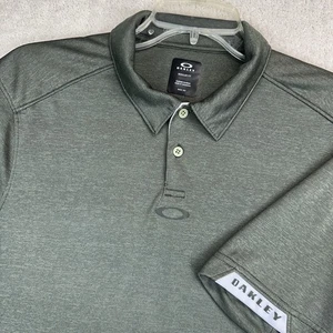 Oakley Herren Poloshirt L Grün Struktur Streifen Regular Fit Performance Golf Logo - Bild 1 von 14
