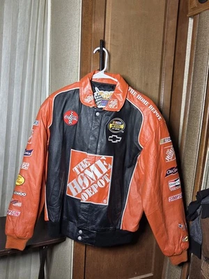 Sz S Vtg Jeff Hamilton Tony Stewart Nascar Home Depot Racing Leather Jacket - Image 1 of 4
