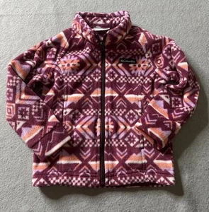 Columbia Giacca Pile Bambina 3T Zip Viola Rosa Geometrica Comfort Outdoor - Foto 1 di 4
