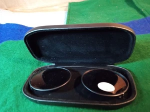 Leader Sun Clips Oval 54mm Clip-On Sunglasses Black & Case NOS - Picture 1 of 3