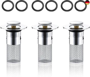 Abflussstopfen, 3 Stück Edelstahl Bodenabflusssieb, Abflusssieb Waschbecken, - Bild 1 von 7