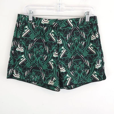 J. Crew Women's Floral Print Shorts Green Black White 3" Inseam Pockets Size 8 - Image 1 of 4