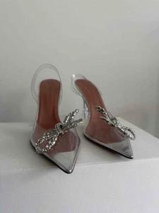 Amina Muaddi Begum Glass Slingback Pumps - Picture 1 of 4