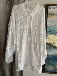 Free People Hoodie Damen XS weiß Spitze Oversize Hoodie Langarm Tunika NEU - Bild 1 von 13