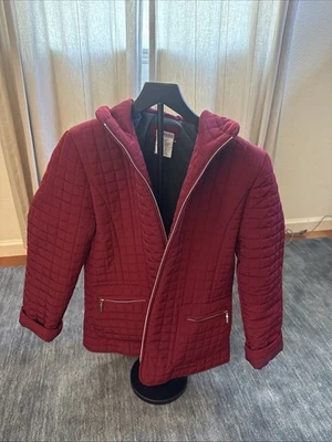 Jaqueta George feminina acolchoada vermelha manga longa com zíper grande 12-14 - Imagem 1 de 4