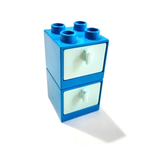 Lego Duplo Blue Cabinet with Drawer 2 pc. Furniture Part 4890 Dark Azure C6 - Picture 1 of 2