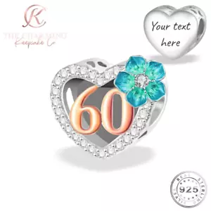 60th Birthday Charm Genuine 925 Sterling Silver -Personalised / Engraved - Picture 1 of 7