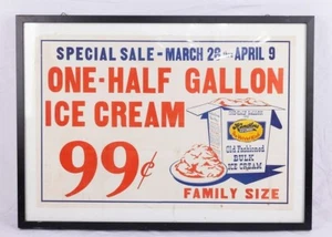 Rare Antique Hendlers Ice Cream Sign Special Offer  99c half-gallon March 1912 - Picture 1 of 1