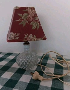 Vintage Fenton French Opalescent Hobnail Glass BOUDOIR ILAMP W/ Lamp Shade NICE - Picture 1 of 7