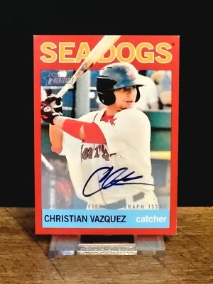 2013 Topps Heritage Minors Real One Auto Red Christian Vazquez /10 - Image 1 of 2