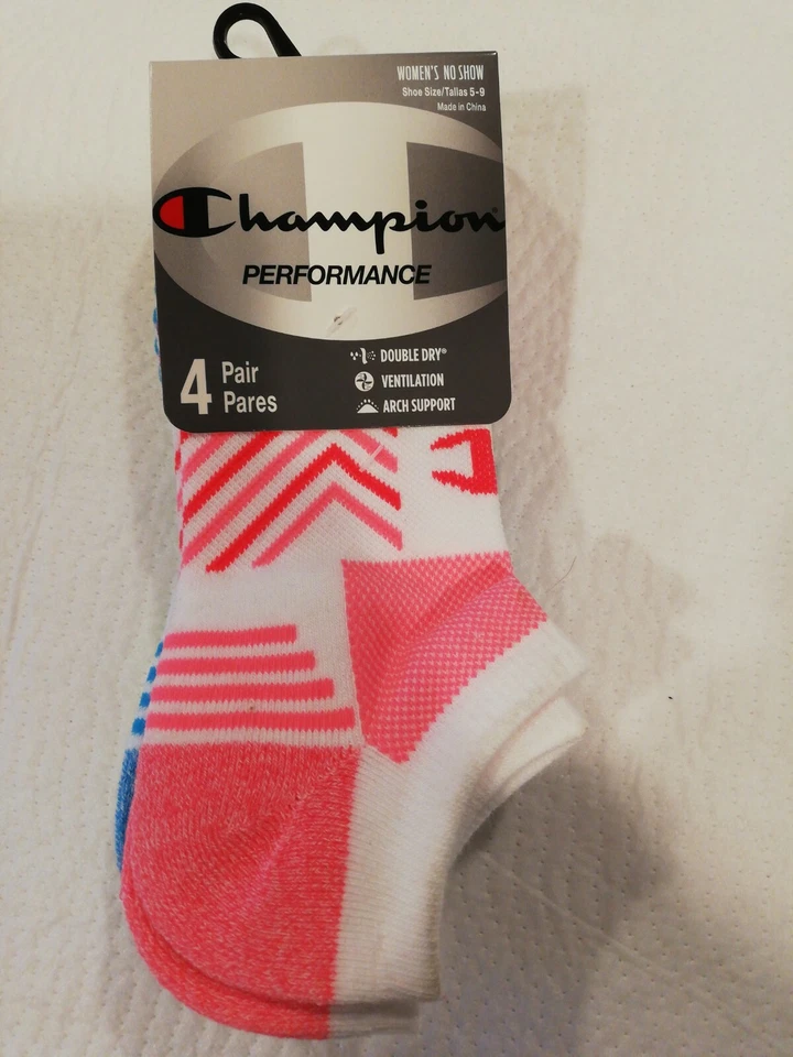 Meias femininas Champion Performance no show pacote com 4 sapatos tamanho 5-9 - Imagem 1 de 4