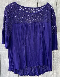 a.n.a. Top fluido superior de encaje púrpura manga codo XL - Imagen 1 de 8