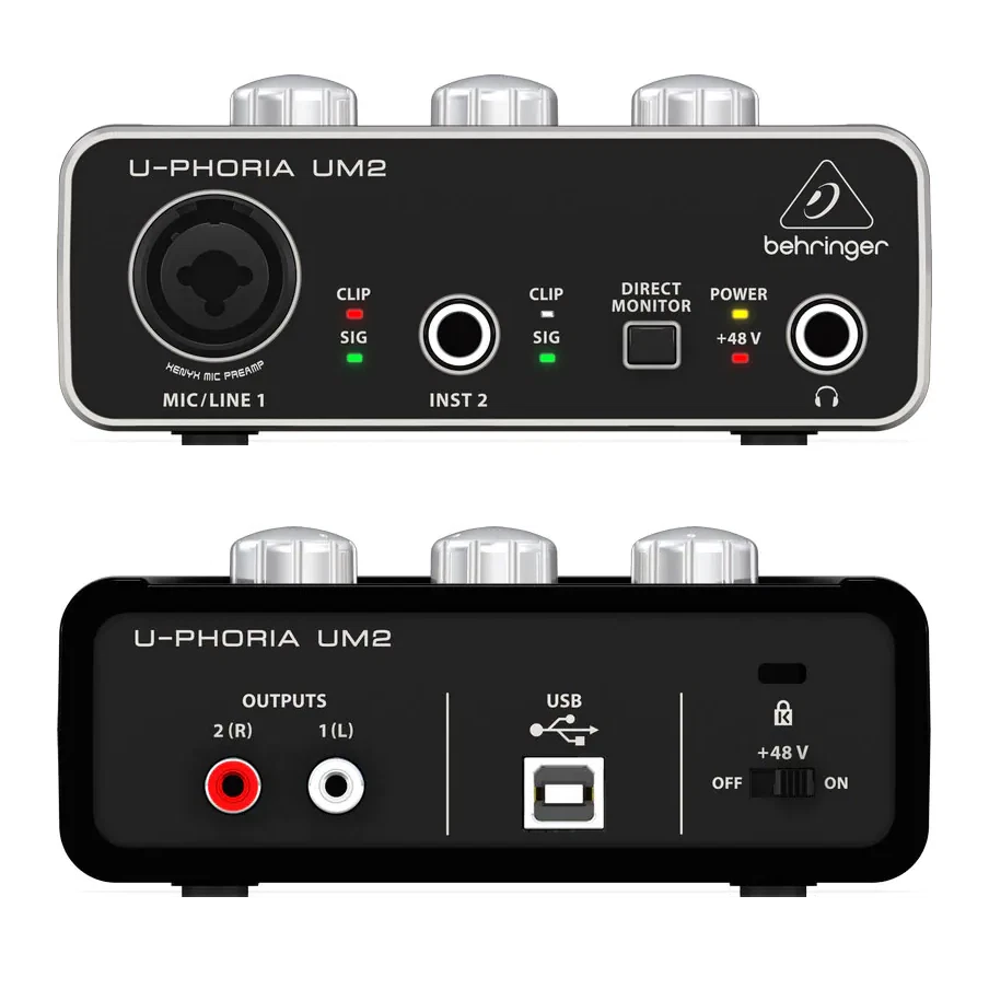 Behringer U-Phoria UM2 USB Audio Interface Mic Preamplifier Audiophile 2x2 - Image 1 of 4