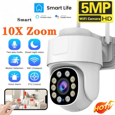 10X PTZ Zoom Wifi Camera Home Security Video Surveillance 5MP Wireless IP Camera - Image 1 of 4