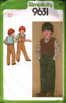 9631 Vintage Simplicity SEWING Pattern Boys Shirt Pants Vest OOP Sew Church  - Image 1 of 2