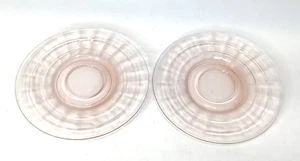 2 Pink Plates Block Optic Depression Glass 6" Anchor Hocking Vintage - Picture 1 of 7