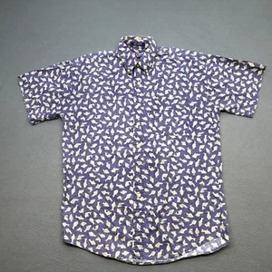 Vintage Chaps Ralph Lauren Shirt Men's Size M Fish Print Button Up Short Sleeve - Picture 1 of 14