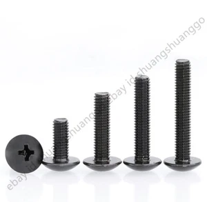 M2-M6 Black 304 Stainless Steel Cross Phillips Truss Large Round Head Screw Bolt - Picture 1 of 12