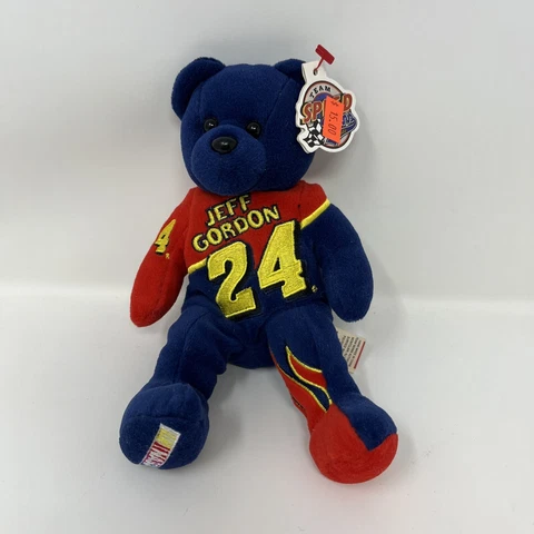 90’s VTG JEFF GORDON #24 NASCAR Team Beans Authentic 8” Plush Rainbow Teddy Bear Cover