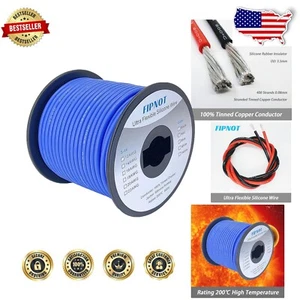 14 Gauge Blue Silicone Wire - 100ft Tinned Copper, High Temp Resistance (200℃) - Picture 1 of 9