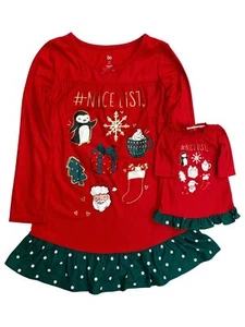 Girls Red Flannel On the Nice List Holiday Nightgown & Doll Night Gown Set - Picture 1 of 1
