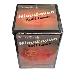 HemingWeigh Natural Hand Carved Himalayan Rock Salt Lamp Wooden Base 9”H 18 Lbs - Picture 1 of 21