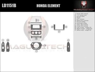 Kit básico de molduras de tablero de madera para Honda Element 2003-2011 Foto 1 de 3