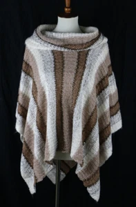 Lucky Brand Brown Stripe Poncho One Size 7W50469 - Picture 1 of 2