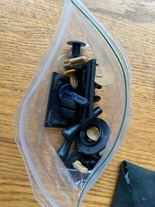 VOLVO 240 BAG OF INTERIOR PARTS - BLACK TAN Lock Pulls Fabric Blank Covers - Bild 1 von 1