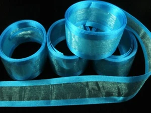 Organza Gift Wrapping 38mm Ribbon 4 Rolls Turquoise Crafts Card Bow - Picture 1 of 1