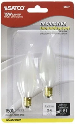 Satco Products S3777 120-Volt 15CA8 Candelabra Base Frosted Light Bulb - Image 1 of 3