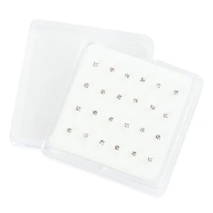 24 Sterling Silver Clear Jewel Nose Studs Piercing Studs Body Jewellery - Picture 1 of 6