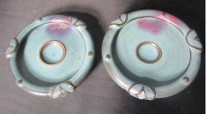 Unique Pair of Quality CHINESE Jun Ware Glazed Pottery Brush Washers Trays - Picture 1 of 7