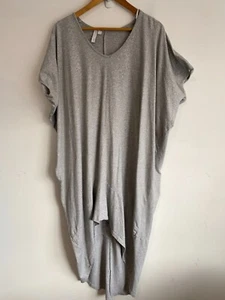 PQ The Label Cotton Dress Women Free Size Grey Shiny Dolman Sleeve V-Neck Hi-Low - Bild 1 von 8