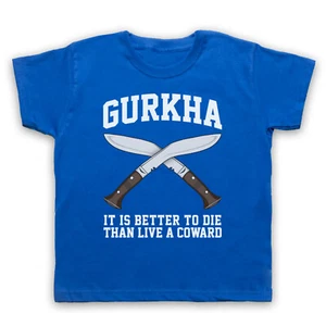 GURKHA MOTTO REGIMENT ARMY SLOGAN KUKRI ELITE FORCE WAR KIDS CHILDS T-SHIRT - Picture 1 of 11