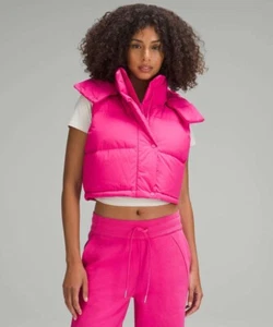 Lululemon Wunder Puff Cropped Vest Sonic Pink Size 8 Rare EUC - Picture 1 of 6