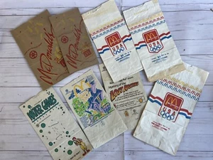 LOT OF 8 Assorted 1988 & 1991 McDonald's Paper Bags Olympics Happy Meal Vintage - Picture 1 of 2
