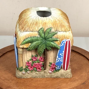 Tissue Box Cover Holder Tiki Hut Surf Board Kahuna Tropical Grass Shack Hawaiian - Bild 1 von 7