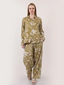 Mujeres Estampado Retro Estampado Ondulado Camisa Pijama Conjunto Co Ord Venta al por mayor Lote Mixto - Imagen 1 de 12