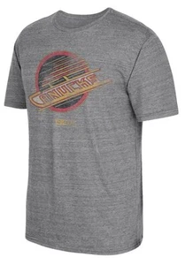 Vancouver Canucks Men's Retro Logo Distressed Tri-Blend Gray T-Shirt - Picture 1 of 9